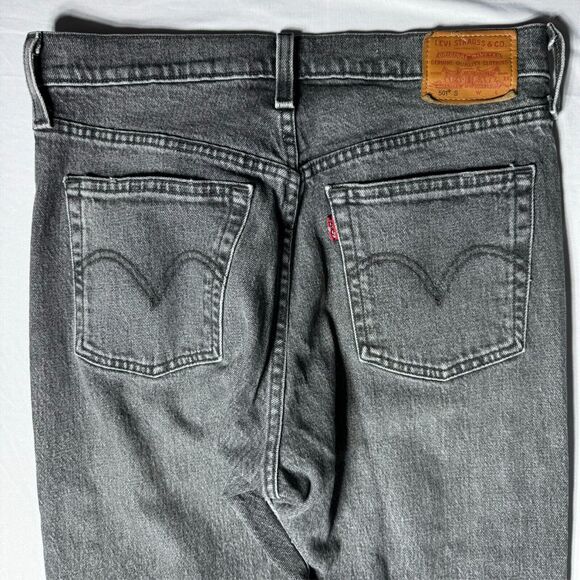 Vintage Levi's 501 S Jeans 27x28 Dark Wash Skinny Black Womens Button Fly - Picture 9 of 16